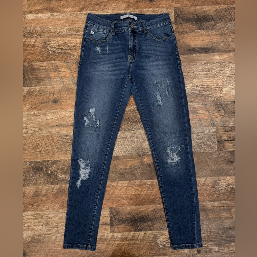 Kan Can Skinny Ripped Jeans Mid Waist